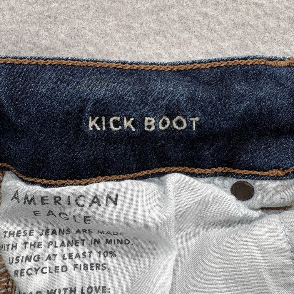 American Eagle Kick Boot Jeans Womens 8 Blue Medium Wash Mid Rise Stretch Denim - Picture 4 of 12